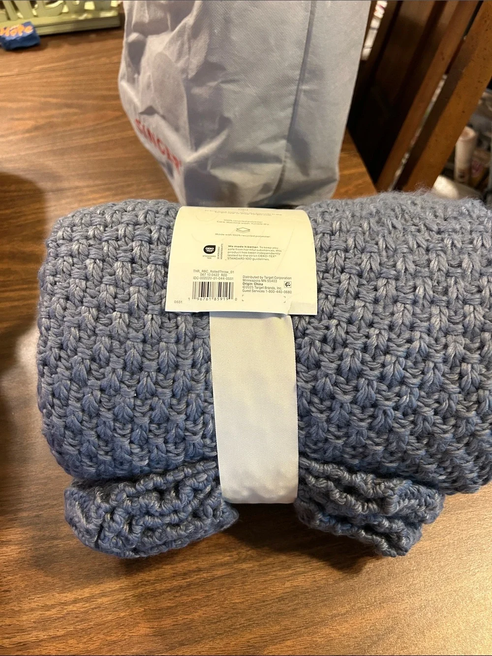 Threshold Chunky Knit Oversized Throw - Light Blue